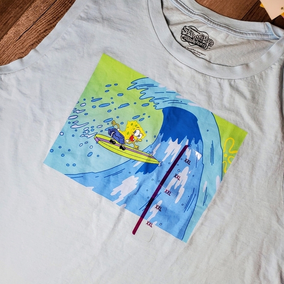 NWT Nickelodeon Women's SpongeBob Surfing Graphic Tank Top - Light Blue XXL - Picture 14 of 14